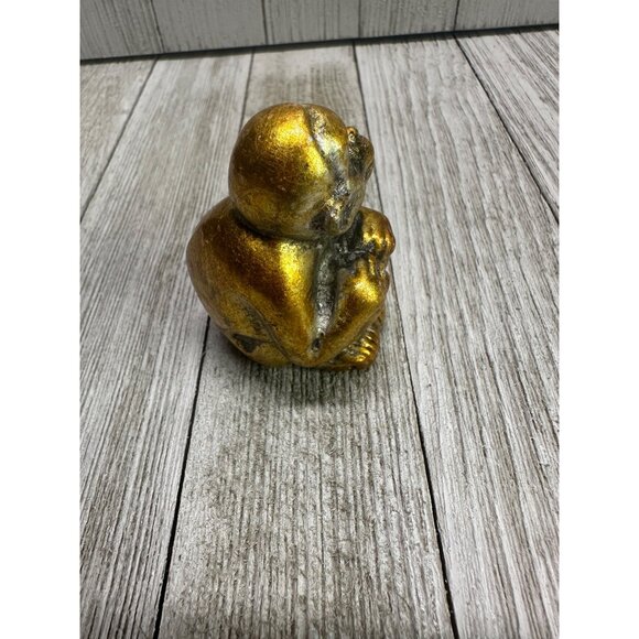 VTG Monkey Figurines Sculpture Statue Resin Gold Colored Home Decor -Set of 7 - Picture 6 of 9